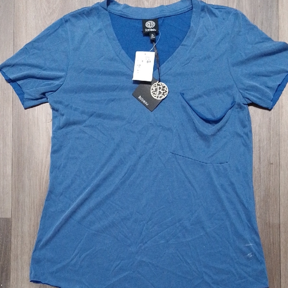 Bobeau Deep Blue V-Neck Short Sleeve Tee